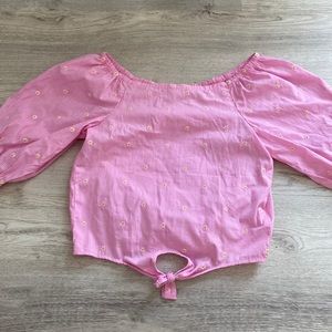 Striped flower pink top